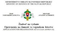 Zverejnenie upravenej predlohy Žiadosti na vydanie Osvedčenia/Oprávnenia na činnosti vo vojenskom letectve.